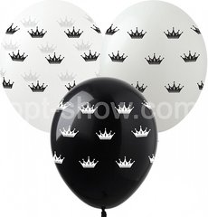Латексный шар Art Show 12" КR-1 Короны чёрные (4 ст) (100 шт)