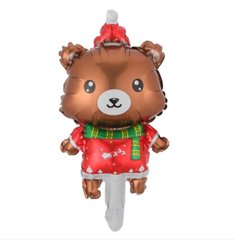 Фольгированный шар НГ мини фигура Рождественский медвежонок (Китай)