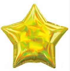 Фольгированный шар 18” Звезда Голограмма Золото (Китай)