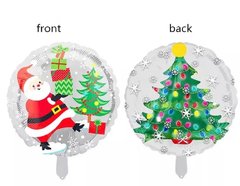 Фольгированный шар 18” круг Дед Мороз и елка Китай