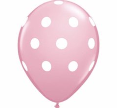 Латексна кулька Gemar 12” Рожева кулька у білий горох (100 шт)