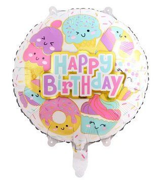 Фольгированный шар 18&Prime; круг "Happy Birthday" мороженные (Китай)