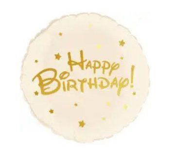 Фольгована кулька 18&rdquo; коло кремовий Happy Birthday (Китай)