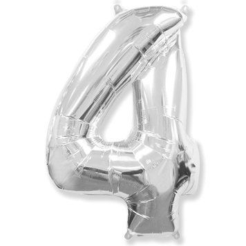 Фольгована кулька Flexmetal цифра &laquo;4&raquo; Срібло 40"