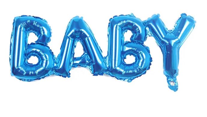 Фольгированный шар Надпись "BABY" 84*35см Голубые (Китай)