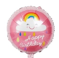 Фольгированный шар 18” круг Happy birthday облако на розовом Китай