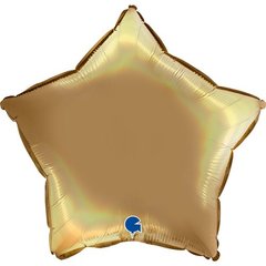 Фольгированный шар Grabo 18” Звезда Голографический платиновый Шампанское