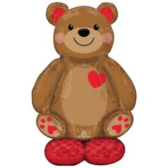 Фольгована Кулька Anagram Стоячи фігури ведмедика з серцем airloonz під повітря