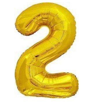 Фольгированный шарик цифра &laquo;2&raquo; Золото 40" в уп (Китай)