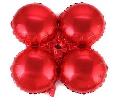 Фольгированный шар Большая фигура Четырехлистник красный (база) 45*45 см (Китай)