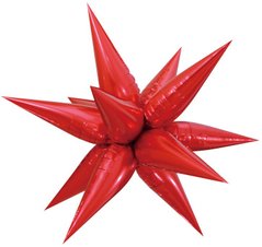 Фольгированный шар Звезда колючка красная 100см (Китай)