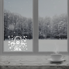 Наклейка на окно Мишка "Let it SNOW"