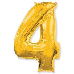 Фольгированный шар Flexmetal цифра «4» Золото 40"