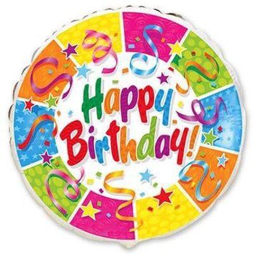 Фольгированный шар Flexmetal 18&Prime; Happy Birthday белый