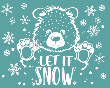 Наклейка на окно Мишка "Let it SNOW"