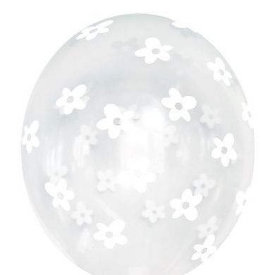 Латексна кулька Belbal 12" Білі квіти на прозорому (1 шт)