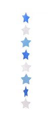 Гірлянда картон пласка Сині, блакитні і білі зірки 1,2 м