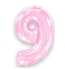 Фольгированный шар Flexmetal цифра «9» Розовая 40"