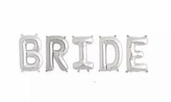 Фольгированное надпись BRIDE серебро (40см)