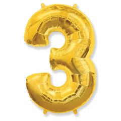 Фольгована кулька Flexmetal цифра «3» Золото 40"