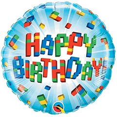 Фольгована кулька Qualatex 18” круг happy birthday Лего