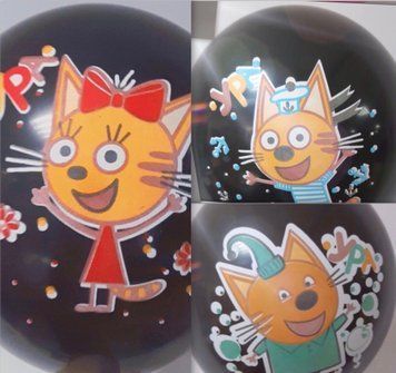 Латексна кулька KDI 12 "Три кота" на чорному (100 шт)