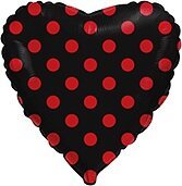 Фольгована кулька Flexmetal 18" серце чорне в червону крапку