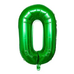 Фольгированный шар цифра «0» зелёная 32” под гелий в уп. (Китай)