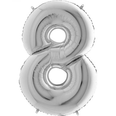 Фольгированный шар Grabo цифра «8» Серебро 40" в уп