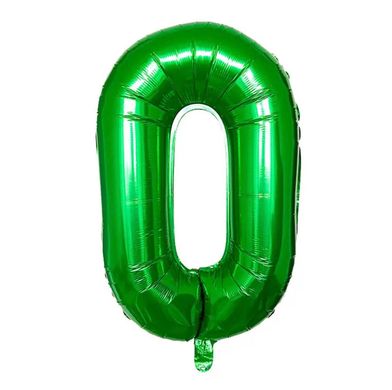 Фольгована кулька цифра «0» зелена 32” під гелій в уп. (Китай)
