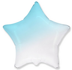 Фольгированный шар Flexmetal 32" Звезда Омбре бело-голубой (baby blue)