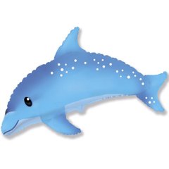 Фольгированный шар Flexmetal Большая фигура Милый дельфин голубой