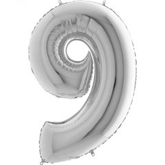 Фольгированный шар Grabo цифра «9» Серебро 40" в уп