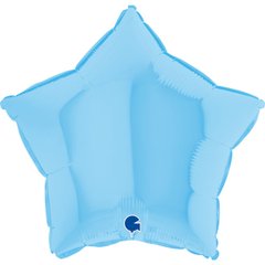 Фольгована кулька Grabo 18" Зірка макарун Блакитний (Matte Blue)