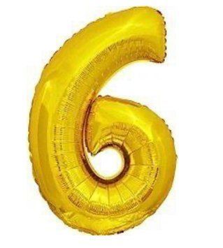Фольгированный шарик цифра &laquo;6&raquo; Золото 40" в уп (Китай)