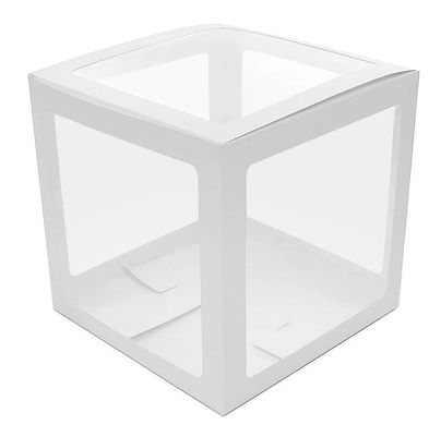 Коробка кубик 30*30*30 см для воздушных шаров Белые грани (1 шт)
