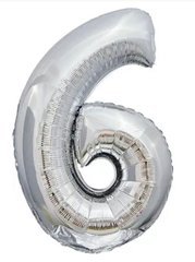 Фольгована кулька цифра «6» slim Срібло 40" в уп (Китай)