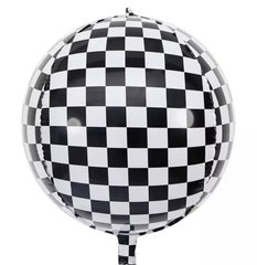 Фольгированный шар 22” Сфера Принт шахматка 55 см (Китай)