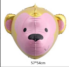 Фольгированный шар Большая фигура Голова обезьяны 4D золотая 57*54 см (Китай)