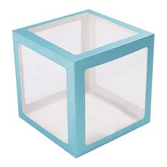 Коробка кубик 30*30*30 см для воздушных шаров Голубые грани (1 шт)