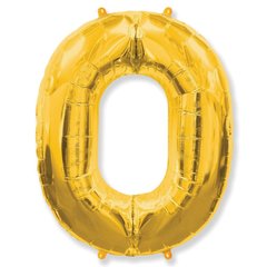 Фольгированный шар Flexmetal цифра «0» Золото 40"