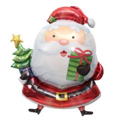 Фольгированный шар Большая фигура Санта с елкой 83 см (Китай)