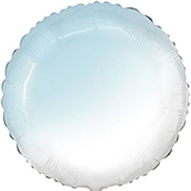 Фольгированный шар Flexmetal 32" Круг Омбре бело-голубой (baby blue)