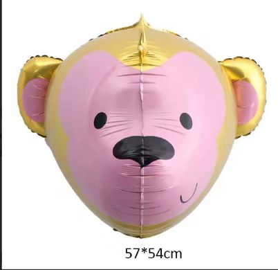 Фольгированный шар Большая фигура Голова обезьяны 4D золотая 57*54 см (Китай)