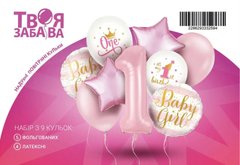 Набір з кульок Balonevi "FIRST BIRTHDAY GIRL" (9 шт) в уп.