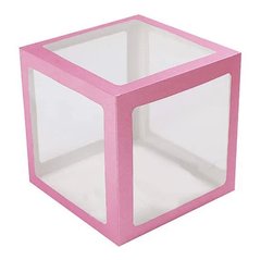 Коробка кубик 30 * 30 * 30см для повітряних кульок Рожеві межі 1шт