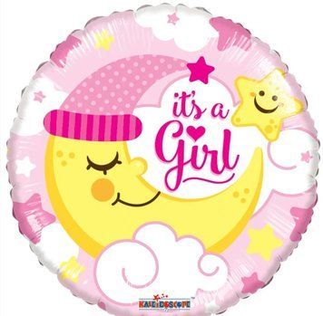 Фольгированный шар 18&rdquo; круг розовый it&rsquo;s a girl полумесяц Китай