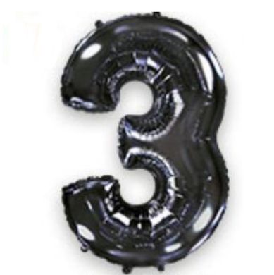 Фольгированный шар Flexmetal цифра «3» Чёрная 40"