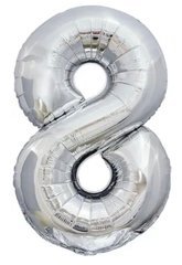Фольгированный шар цифра «8» slim Серебро 40" в уп (Китай)