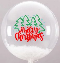 Наклейка Merry Christmas ёлки и снежинки на 18-20дм НГ (21х25 см) + монтажка